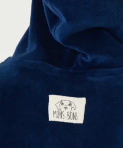 Navy Mons Bons Velvet Oversized Hoodie with logo